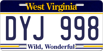WV license plate DYJ998