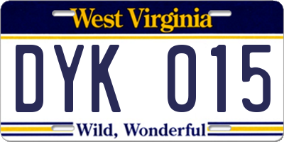 WV license plate DYK015