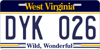 WV license plate DYK026