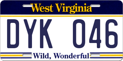 WV license plate DYK046