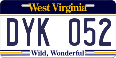 WV license plate DYK052