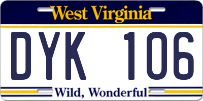 WV license plate DYK106