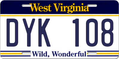 WV license plate DYK108