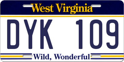 WV license plate DYK109