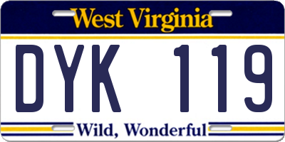 WV license plate DYK119