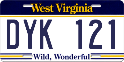 WV license plate DYK121