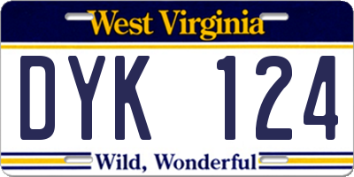 WV license plate DYK124