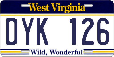 WV license plate DYK126