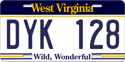 WV license plate DYK128