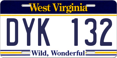 WV license plate DYK132