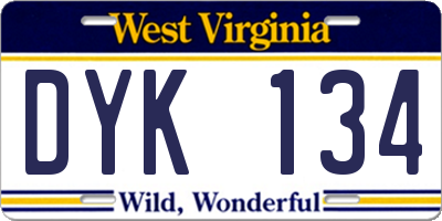 WV license plate DYK134