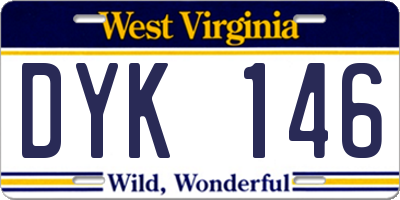 WV license plate DYK146