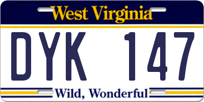 WV license plate DYK147