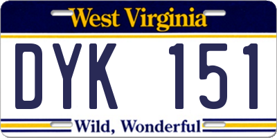 WV license plate DYK151