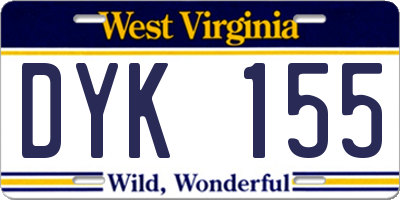 WV license plate DYK155