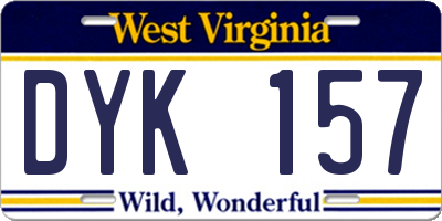 WV license plate DYK157