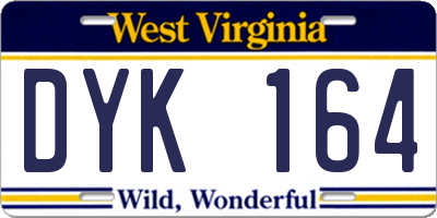WV license plate DYK164