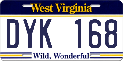 WV license plate DYK168