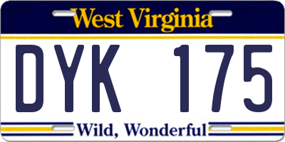 WV license plate DYK175