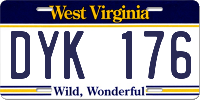 WV license plate DYK176