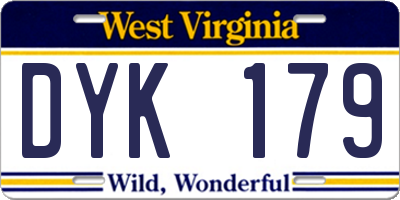 WV license plate DYK179