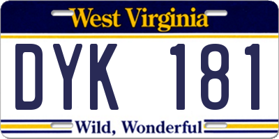 WV license plate DYK181