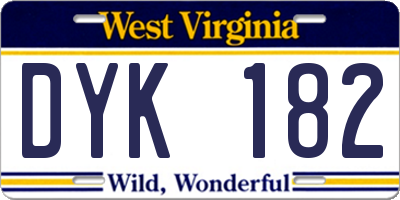 WV license plate DYK182