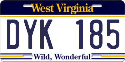 WV license plate DYK185