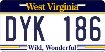 WV license plate DYK186