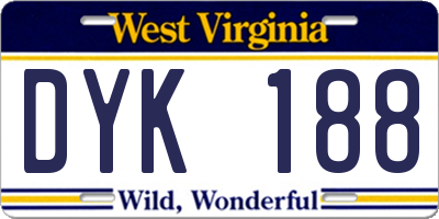 WV license plate DYK188