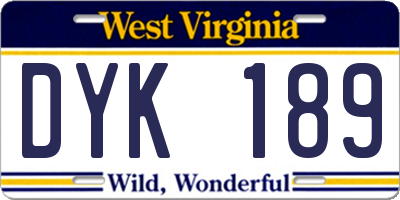 WV license plate DYK189