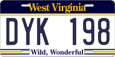 WV license plate DYK198