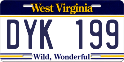 WV license plate DYK199
