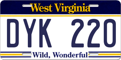 WV license plate DYK220