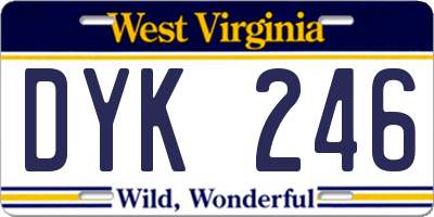 WV license plate DYK246