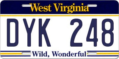 WV license plate DYK248