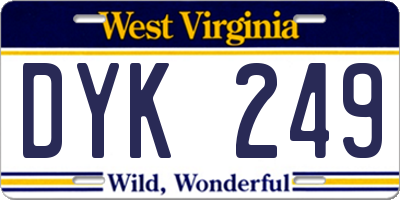 WV license plate DYK249
