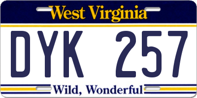WV license plate DYK257