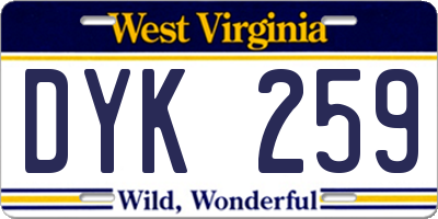 WV license plate DYK259