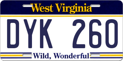 WV license plate DYK260