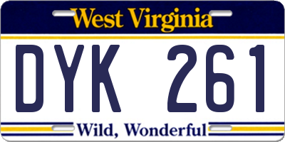 WV license plate DYK261