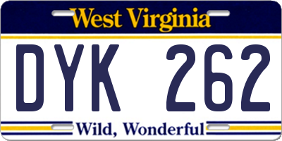 WV license plate DYK262
