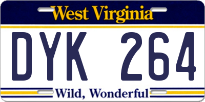 WV license plate DYK264