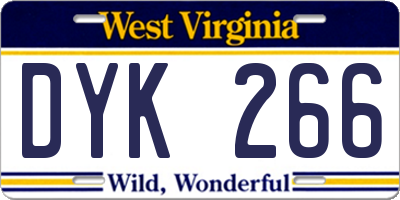 WV license plate DYK266