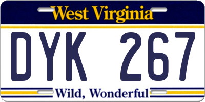 WV license plate DYK267