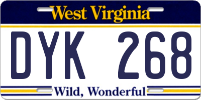 WV license plate DYK268