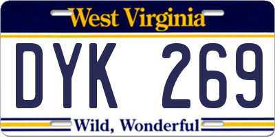 WV license plate DYK269
