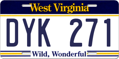 WV license plate DYK271