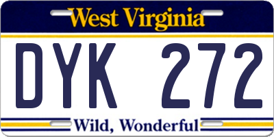 WV license plate DYK272