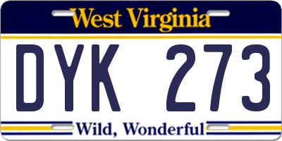 WV license plate DYK273
